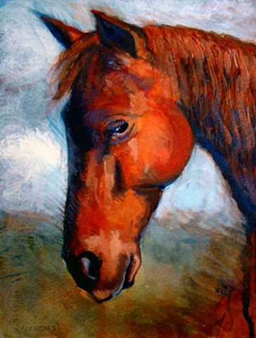 Acrylic painting of a standard bred horse