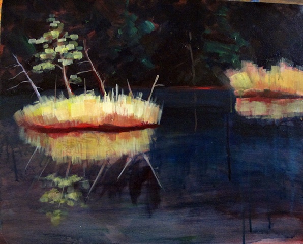 Acrylic painting of Lac jeannie with floating Islands