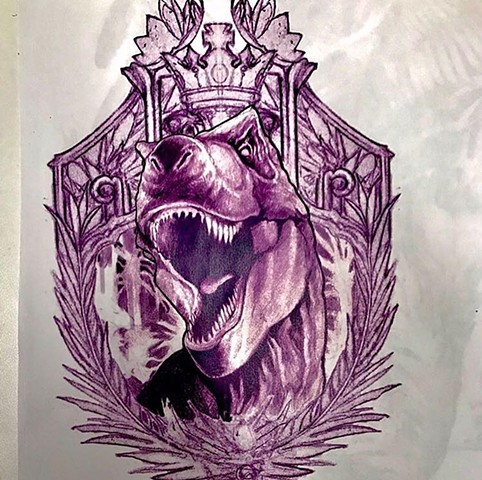 King T-Rex tattoo art sketch for client