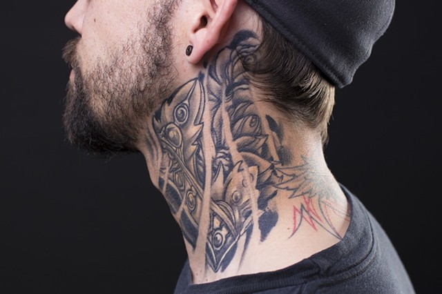 crown neck black and grey tattoo 2