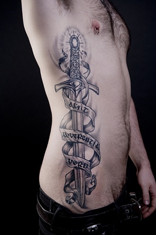 sword of truth black and grey tattoo