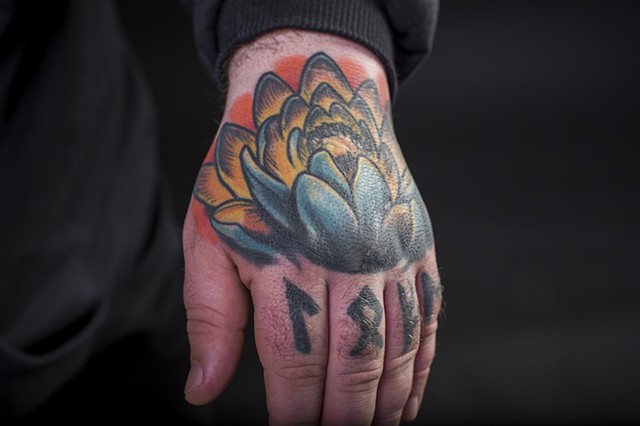 lotus hand colour tattoo 1