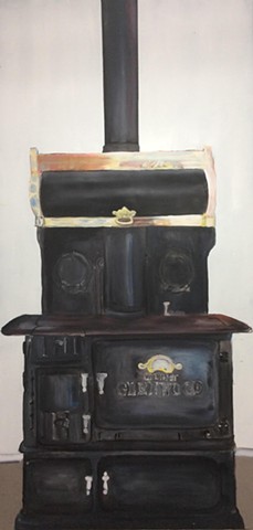 Stove painting for drama set.