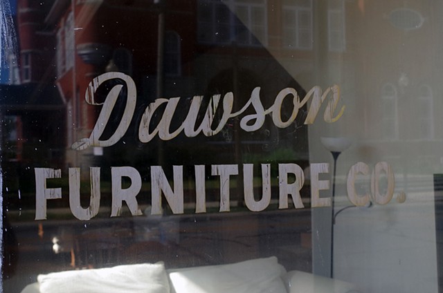 Dawson Furniture with Reflection of Terrell County Courthouse.