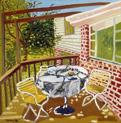 Pine Road Porch, Oil on Canvas, 36" x 36"