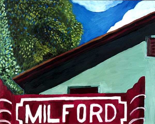 Milford Movie Theater, Oil on Panel, 16" x 20"