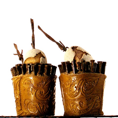 2 Tooled Nail Votives $75. a piece. 1 sold(10.18.2013) ($45.) CFG (8.7.2014) @60%=$45.