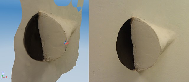 3D scan and photo of wall intrusion