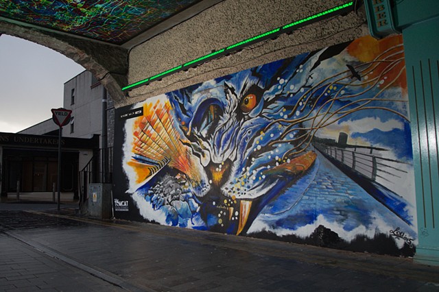 Tiger Mural, painting, illustration, street art Limerick