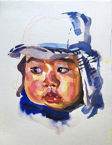 watercolor by Qing Song, Figure Painting by Qing Song, Portrait Painting by Qing Song