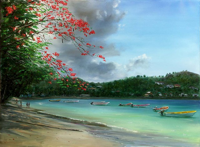 15. Laborie Bay with Flamboyant Tree