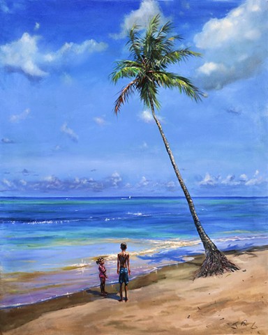 Children by Coconut Tree