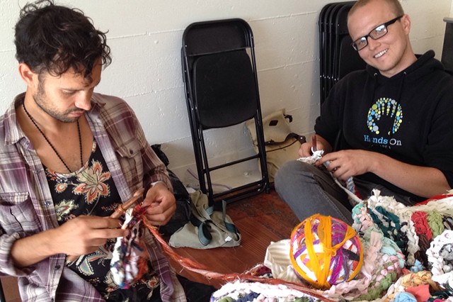 Crochet Jam, Root Division, San Francisco with participants A'ron Correa and Aaron Grobler