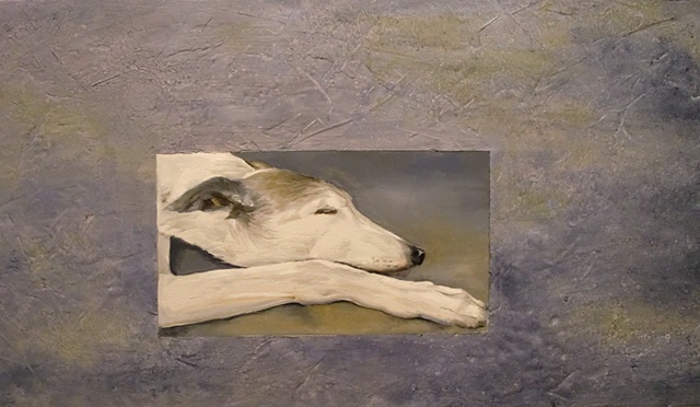 retired racing greyhound/retired therapy dog painting