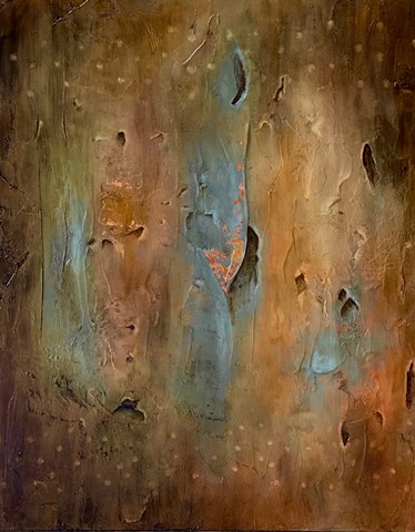 Abstract art incorporating mixed media using copper leaf. Perfect addition to any contemporary decor. or 