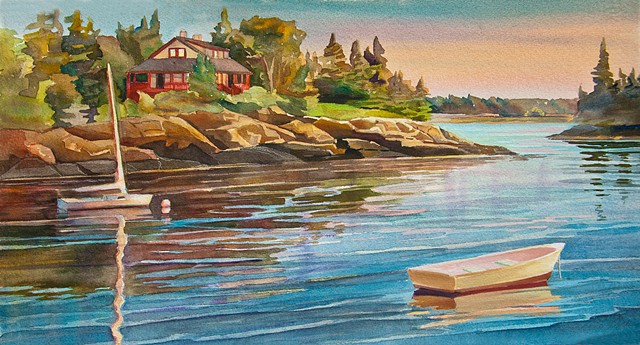 Marjorie Glick, peaceful day, Deer Isle, Maine, Watercolor, Maine Coast