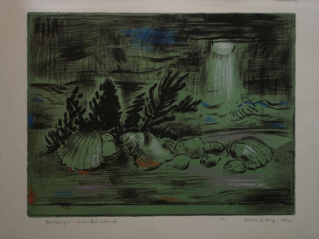 Karl Schrag, moonlight sanibel island, printmaker, Turtle Gallery, Deer Isle, Maine, Stonington, Blue Hill, Bar Harbor