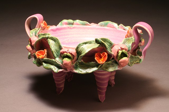 Lucy Breslin, Ladyslippers, Majolica, ceramics, porcelain, Deer Isle, Maine, Woman Artist