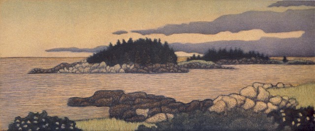 James Groleau Corea Harbor printmaker prints mezzotint artist Deer Isle Maine