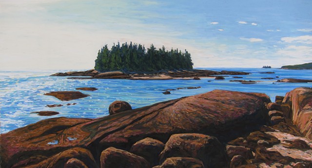 Galen Davis, dark ledges, Maine coast, pastels, Stonington, Deer Isle, Maine, Blue Hill
