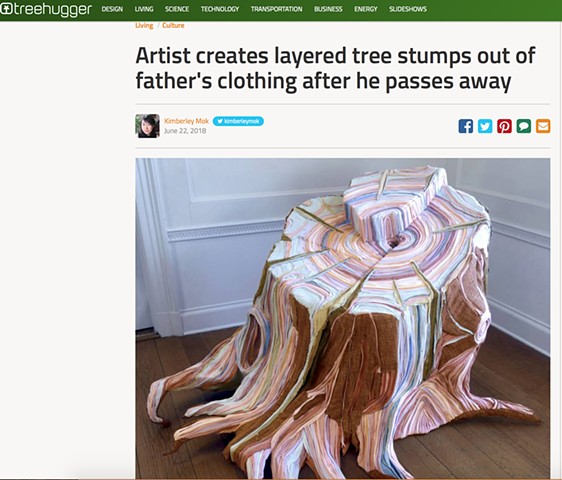 Artist creates layered tree stumps out of father's clothing after he passes away, Treehugger.com