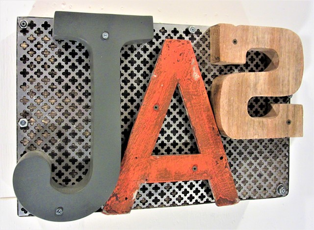 mixed media typography art found object art 