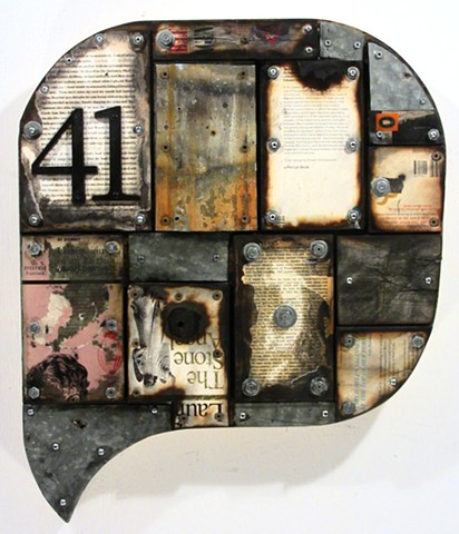 book art burning assemblage Schwitters collage encaustic Marc Gagne