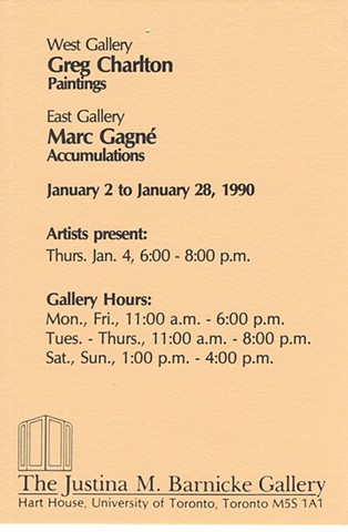 Justina M. Barnicke Gallery invite, 1990 