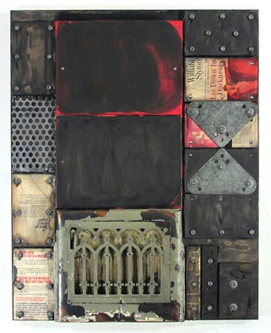 mixed media art encaustic recycled assemblage