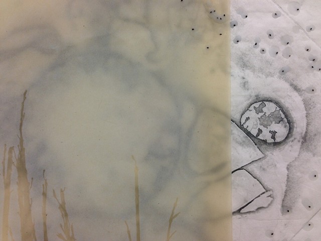 Detail of Etching with Basil Seeds and Wax