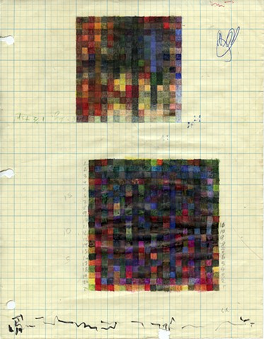 Colored pencil and graphite on graph paper, various algorithms and rules