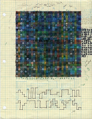 Colored pencil, graphite, ink on graph paper, various algorithms and rules