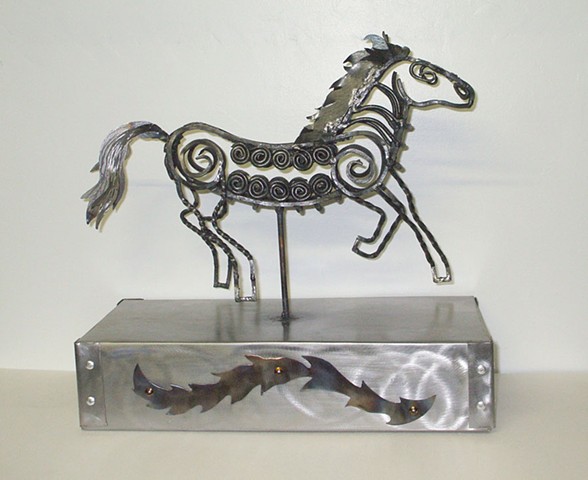 Horse sculpture, steel sculpture, forged steel animal sculpture