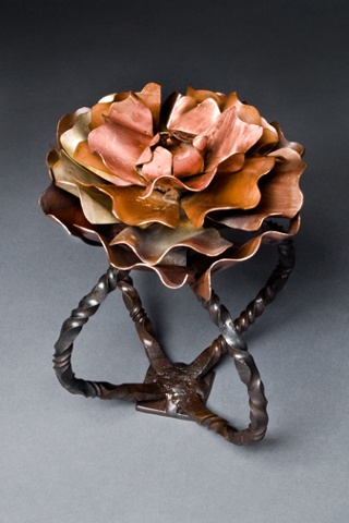 Metal flower sculpture