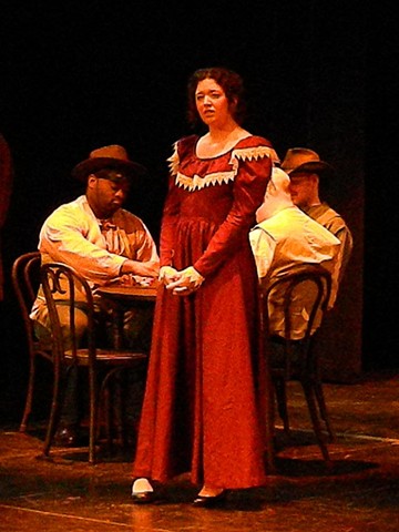 Beatrice in her wine dress