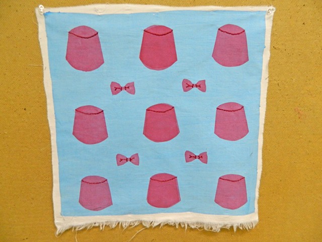 Fez and Bow Tie Fiber Art