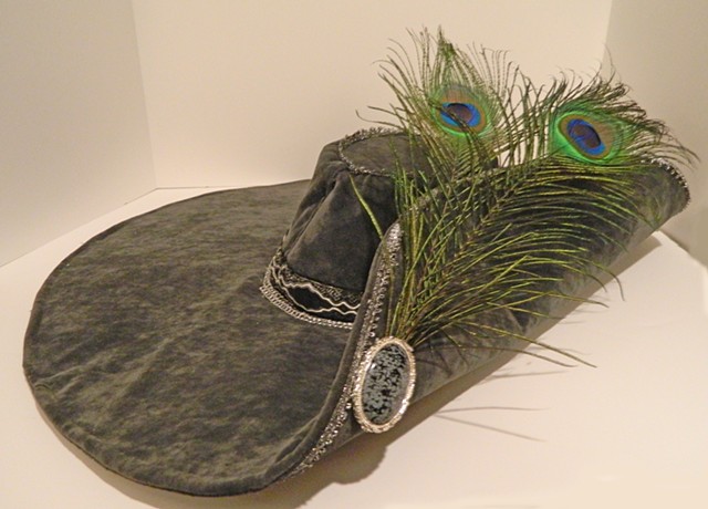 Dark Grey Velvet Cavalier Hat.    