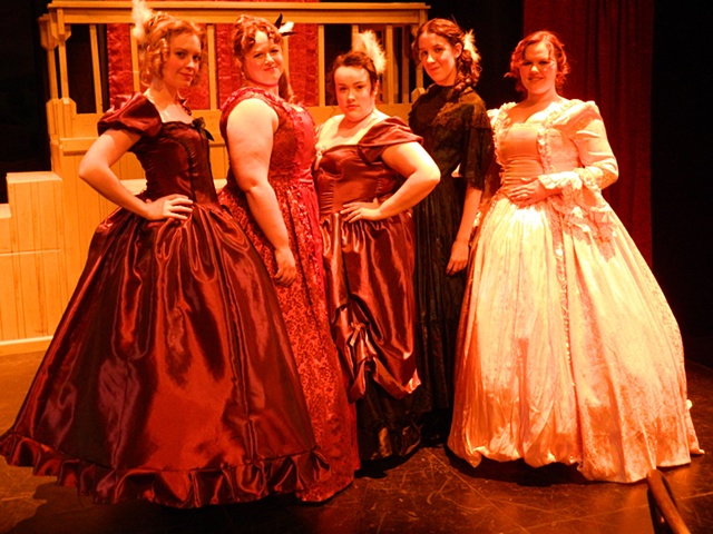 Bar maids and Margaret (pink dress).