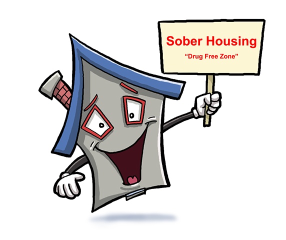 Sober Housing, logo, house, cartoon, ed pollick, shelter, orange county, ca