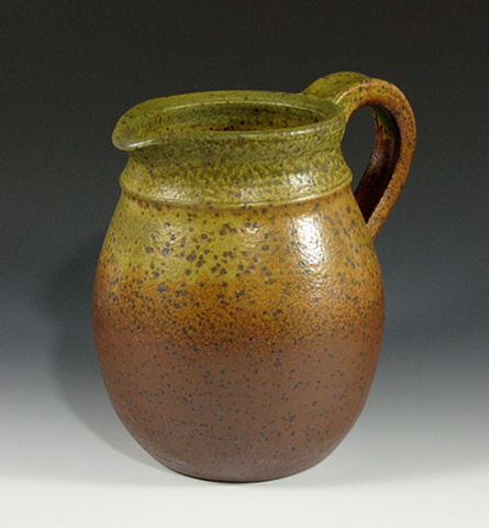 Ceramic Pitcher. Stoneware, green glaze. By Carol Naughton Ceramics