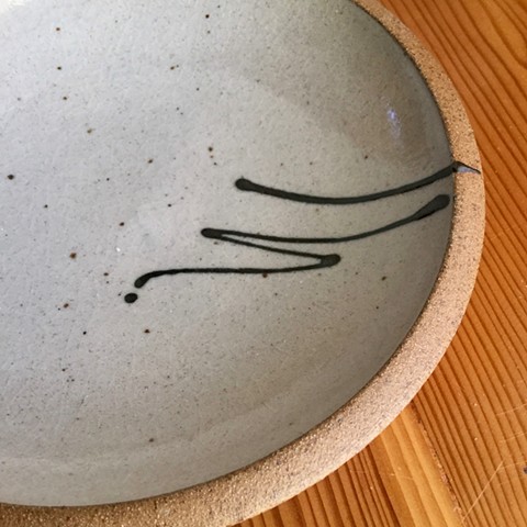 stoneware, shino glaze, plate, reduction fired, by Carol Naughton Ceramics