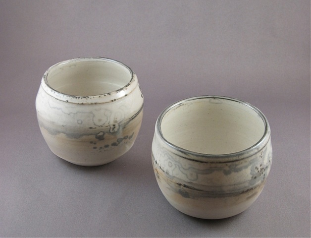 cups, shino, porcelain, high fired reduction, By Carol Naughton Ceramics