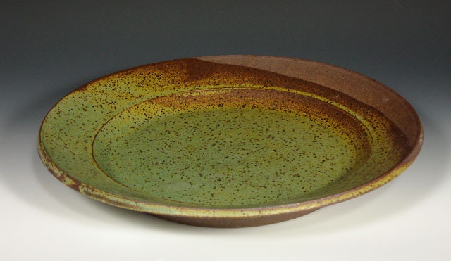 plate, stoneware, green glaze, by Carol Naughton Ceramics
