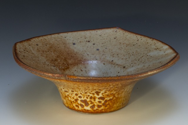Ceramic Bowl with squared lip. Stoneware  Shino glaze.  by Carol Naughton Ceramics
