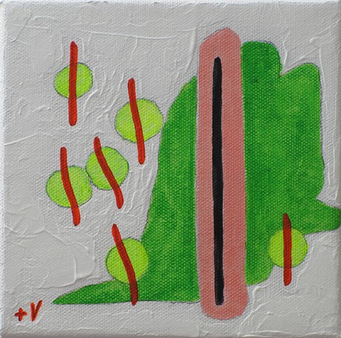 DOGS CAN DANCE #4 6” x 6” acrylic and graphite on canvas 