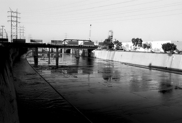 LA River, Train Bridge & Warehouse, South Central Los Angeles, 1998