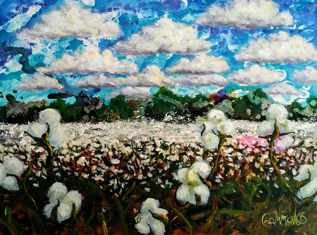Cotton, sky, clouds, field, harvest, southern