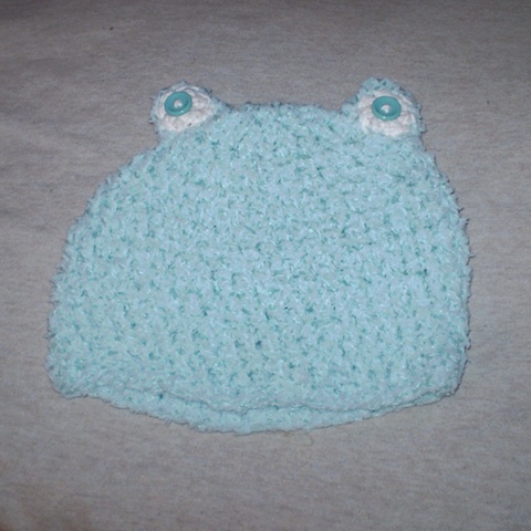hand crocheted frog baby hat by ashley seaman