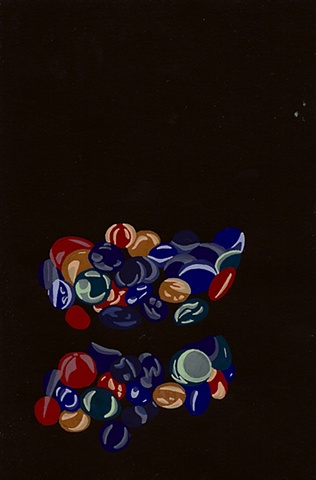 fishbowl marbles gouache painting