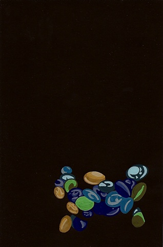 fishbowl marbles gouache painting